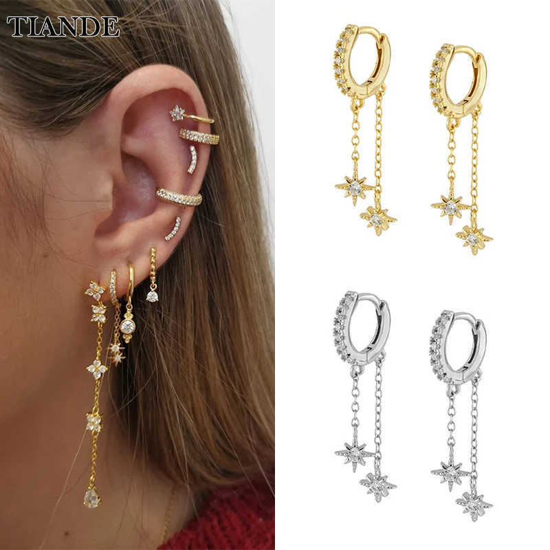 TIANDE Silver Color Gold Plated Star Dangle Earrings for Women Zircon Piercing Hoop Drop Earrings 2022 Fashion Jewelry Wholesale
TIANDE Silver Color Gold Plated Star Dangle Earrings for Women Zircon Piercing Hoop Drop Earrings 2022 Fashion Jewelry Wholesale