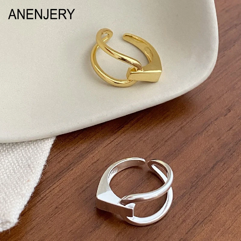 ANENJERY Geometric Smooth Asymmetrical Line Ring for Women French Goden Silver Color Ring All-Matching Accessories anillos bague
ANENJERY Geometric Smooth Asymmetrical Line Ring for Women French Goden Silver Color Ring All-Matching Accessories anillos bague