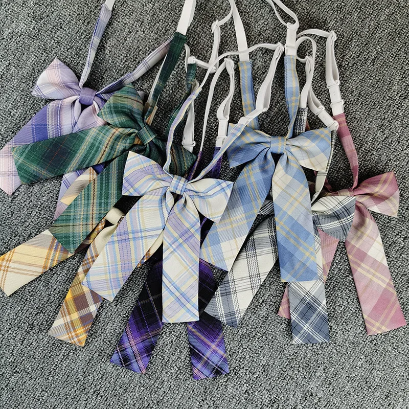 

Галстук-бабочка в клетку для женщин и девочек, галстук-бабочка в японском стиле, мода 2023, профессиональная Женская Студенческая Регулируемая рубашка-бабочка