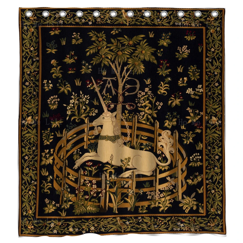 The Unicorn In Captivity Medieval Mille-fleurs Style Printing Fabric Shower Curtain By Ho Me Lili For Bathroom Decor
The Unicorn In Captivity Medieval Mille-fleurs Style Printing Fabric Shower Curtain By Ho Me Lili For Bathroom Decor