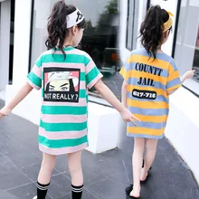 2023 Korea Summer Elementary Girl Fashion Tops Junior Girl Striped top Children T-Shirt Kids Clothes Teenager Girl Sweatshirt
