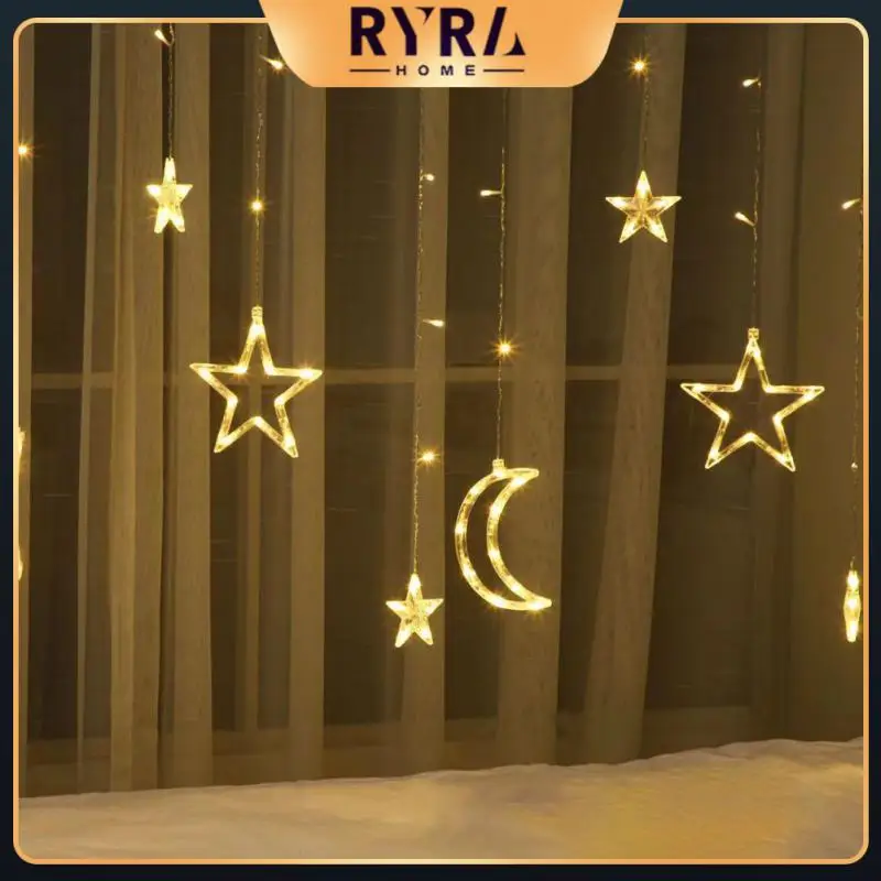 

Christmas With Timer Remote Led Curtain Garland String Light Waterproof Five-pointed Star Curtain Lamps 8 Lighting Modes