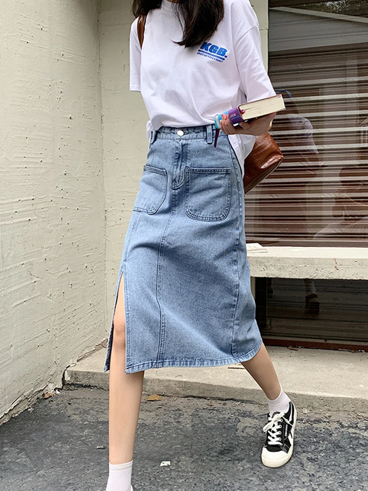 Denim Skirt Women A-line High Waist Solid Vintage Wrap Sexy Midi Long Hip Casual Slit 2022New Autumn Tight Jean Skirts Versatile
Denim Skirt Women A-line High Waist Solid Vintage Wrap Sexy Midi Long Hip Casual Slit 2022New Autumn Tight Jean Skirts Versatile