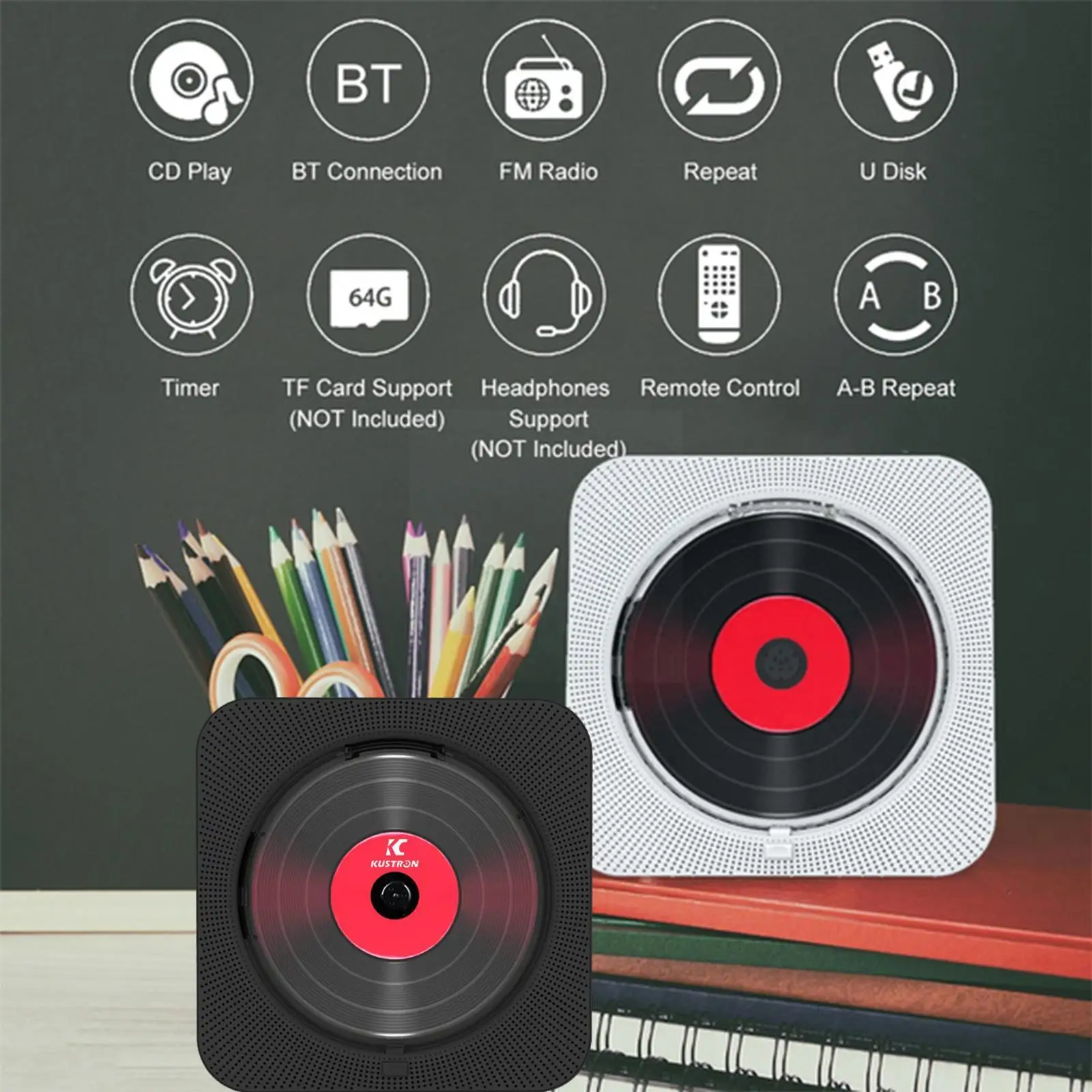 BT настенный DVD/CD плеер с Bluetooth дистанционным управлением Стерео FM радио HiFi музыка Built-in динамик для ТВ дома CD Boom J5M0
BT настенный DVD/CD плеер с Bluetooth дистанционным управлением Стерео FM радио HiFi музыка Built-in динамик для ТВ дома CD Boom J5M0