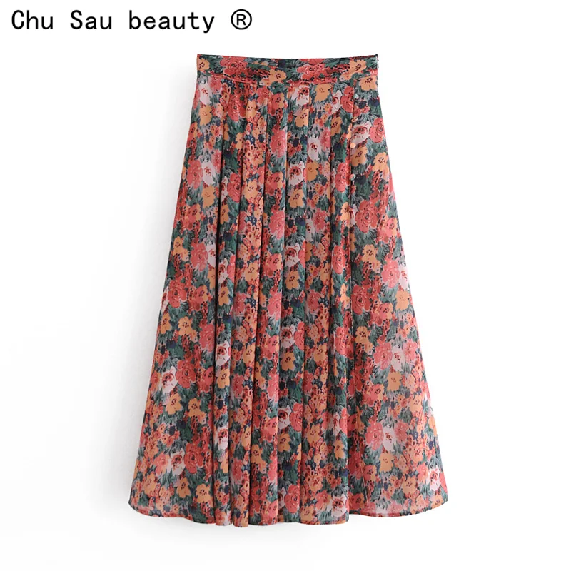 2021 Spring Autumn New Vintage Fashion Mid-length High Waist Flower Print Pleated Holiday Midi Skirt For Woman
2021 Spring Autumn New Vintage Fashion Mid-length High Waist Flower Print Pleated Holiday Midi Skirt For Woman