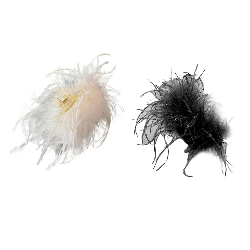 

Delicate Hair Clip Ostrich Hair Claw Clip Hair Grab Clip Headwear Hairpin Hair Accessories for Masquerades Theme Party