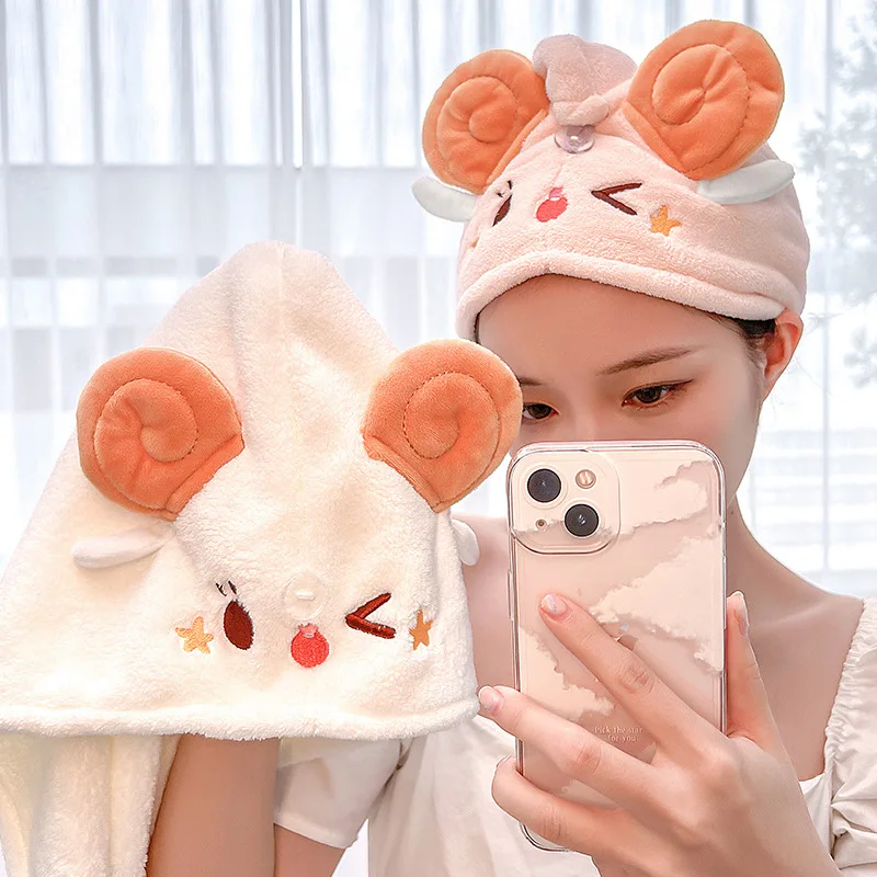 Fashion New Women's Cartoon Coral Fleece Shepherd Star Cute Dry Hair Hat Embroidery Craft Triangle Water-Absorbing Shower Cap
Fashion New Women's Cartoon Coral Fleece Shepherd Star Cute Dry Hair Hat Embroidery Craft Triangle Water-Absorbing Shower Cap