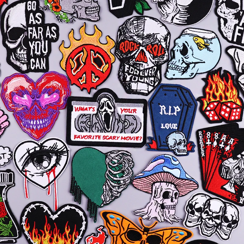 Horror Ghost Patch Punk Skeleton Badges Iron On Patches On Clothes Heart Skull Embroidered Patches For Clothing Sewing Patch DIY
Horror Ghost Patch Punk Skeleton Badges Iron On Patches On Clothes Heart Skull Embroidered Patches For Clothing Sewing Patch DIY