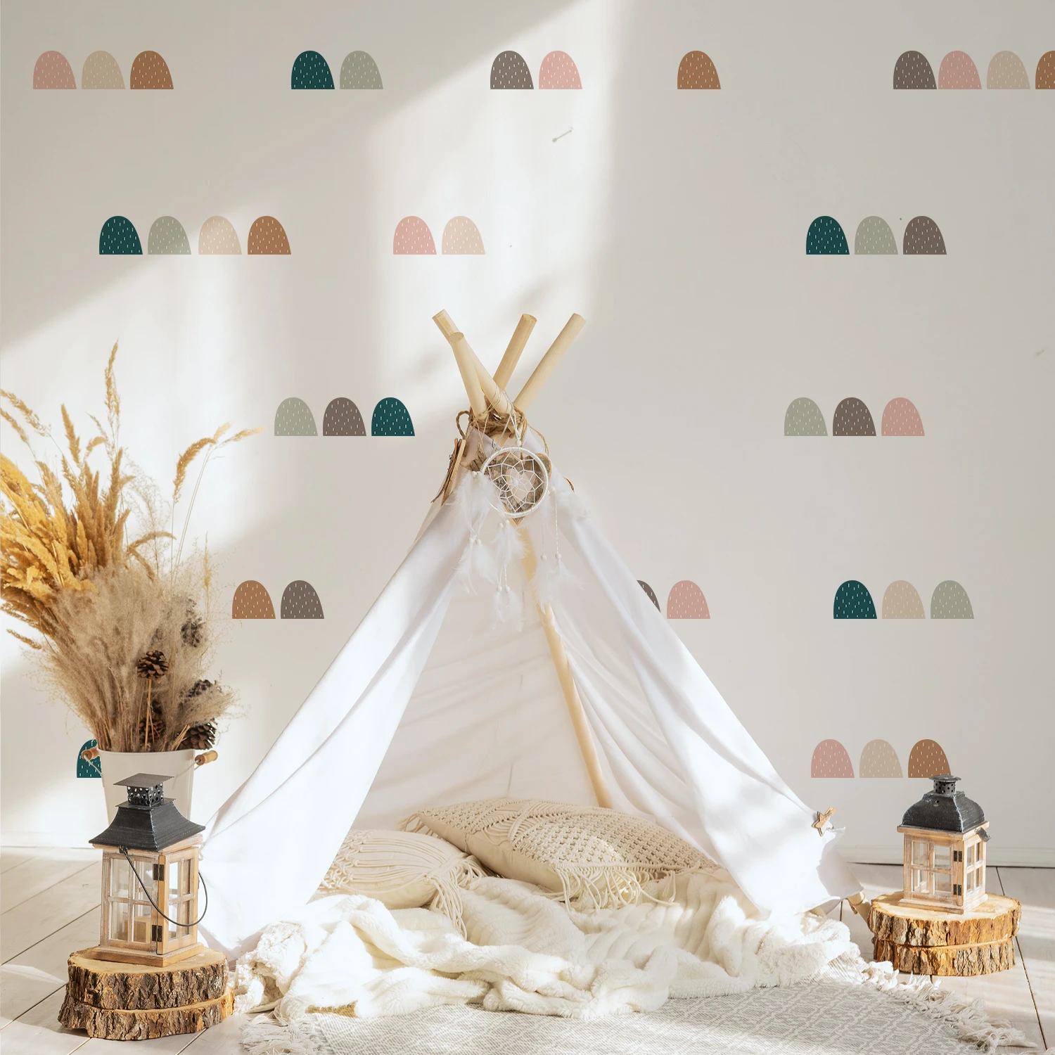 Nordic Polka Dots Patterned Hills and Mountains Wall Stickers for Kids Room Baby Boys Room Boho Children's Room Decoration
Nordic Polka Dots Patterned Hills and Mountains Wall Stickers for Kids Room Baby Boys Room Boho Children's Room Decoration