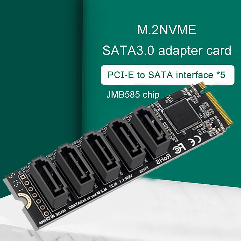 

M.2 NVME PCI-E PCIE X4 X8 X16 To 6 Port 3.0 SATA Adapter Card Riser III ASM1166 6GB/S Chassis server PC Computer Expansion