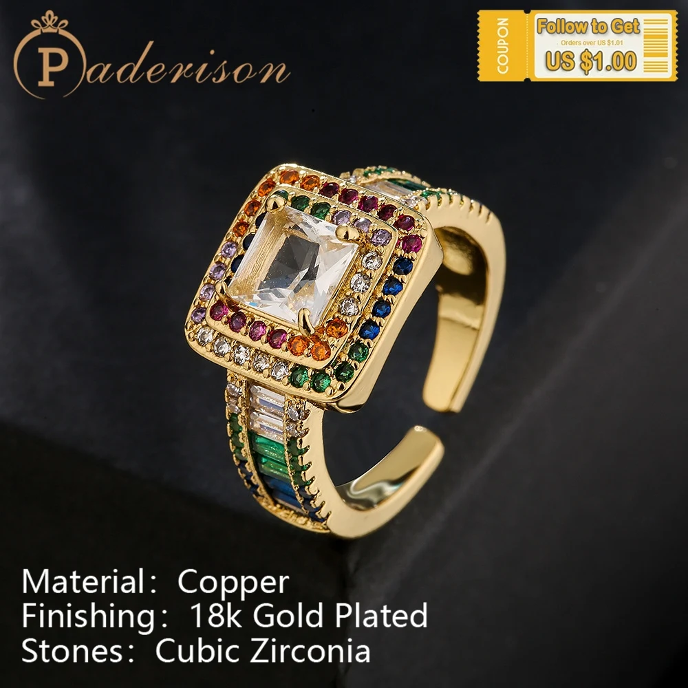 Vintage Retro Square Rings For Women Men Opening Adjustable Copper 18K Gold-Plating Colorful Zircon Classic Geometric Rings
Vintage Retro Square Rings For Women Men Opening Adjustable Copper 18K Gold-Plating Colorful Zircon Classic Geometric Rings