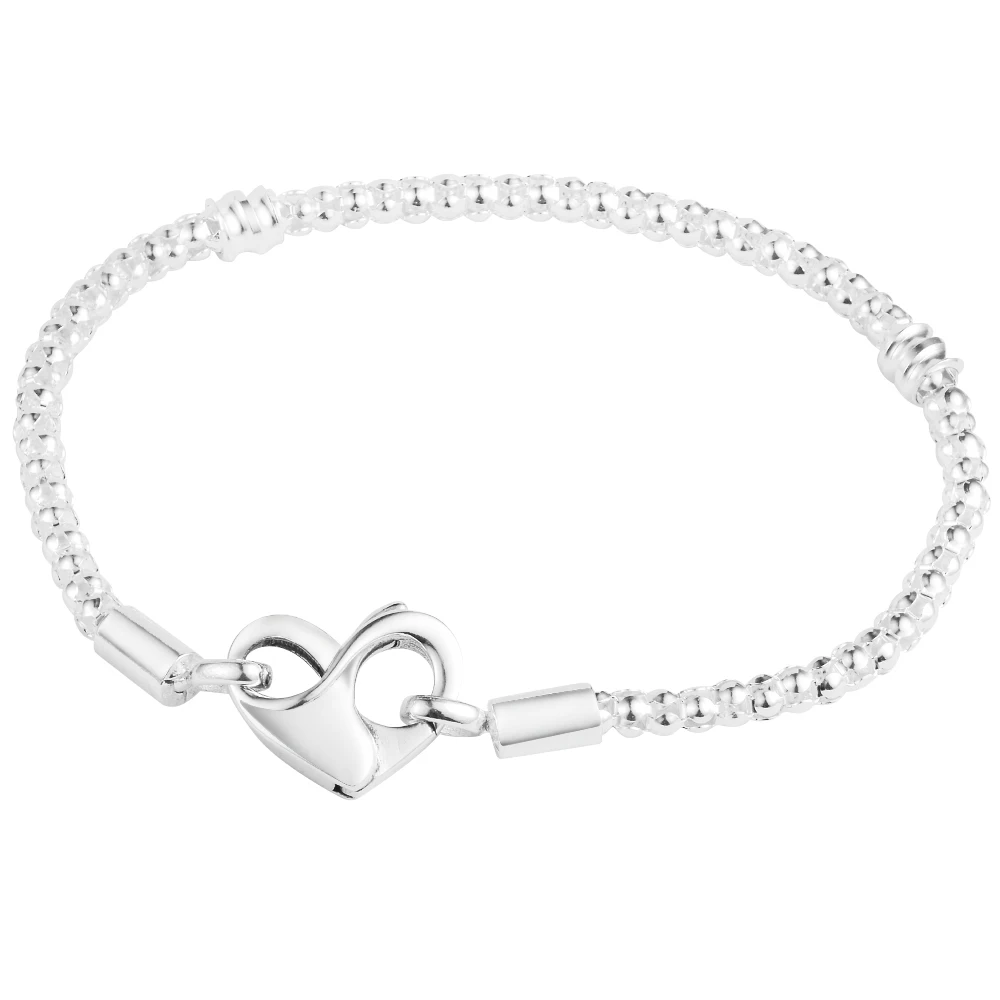 

QANDOCCI 2023 Valentine Day Moments Studded Heart Chain Bracelets for Women 925 Silver DIY Fits for European Fashion Jewellery