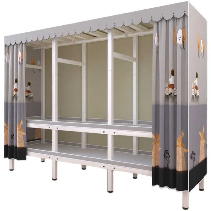 Installation simple cloth wardrobe household bedroom steel pipe durable folding modern wardrobe storage cabinet 
Installation simple cloth wardrobe household bedroom steel pipe durable folding modern wardrobe storage cabinet