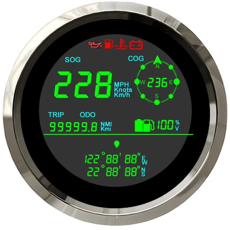 85mm Boat GPS speedometer with Fuel Gauge Voltmeter and GPS Location Application for Yacht Truck tractor E-bike
85mm Boat GPS speedometer with Fuel Gauge Voltmeter and GPS Location Application for Yacht Truck tractor E-bike