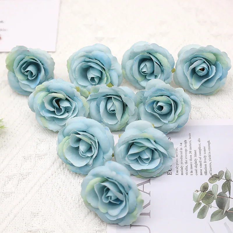 

50Pcs Silk Artificial Flowers Heads Fake Roses DIY Flowers Wedding Decorations Home Party Crafts Wall Decor for Decoration 4cm