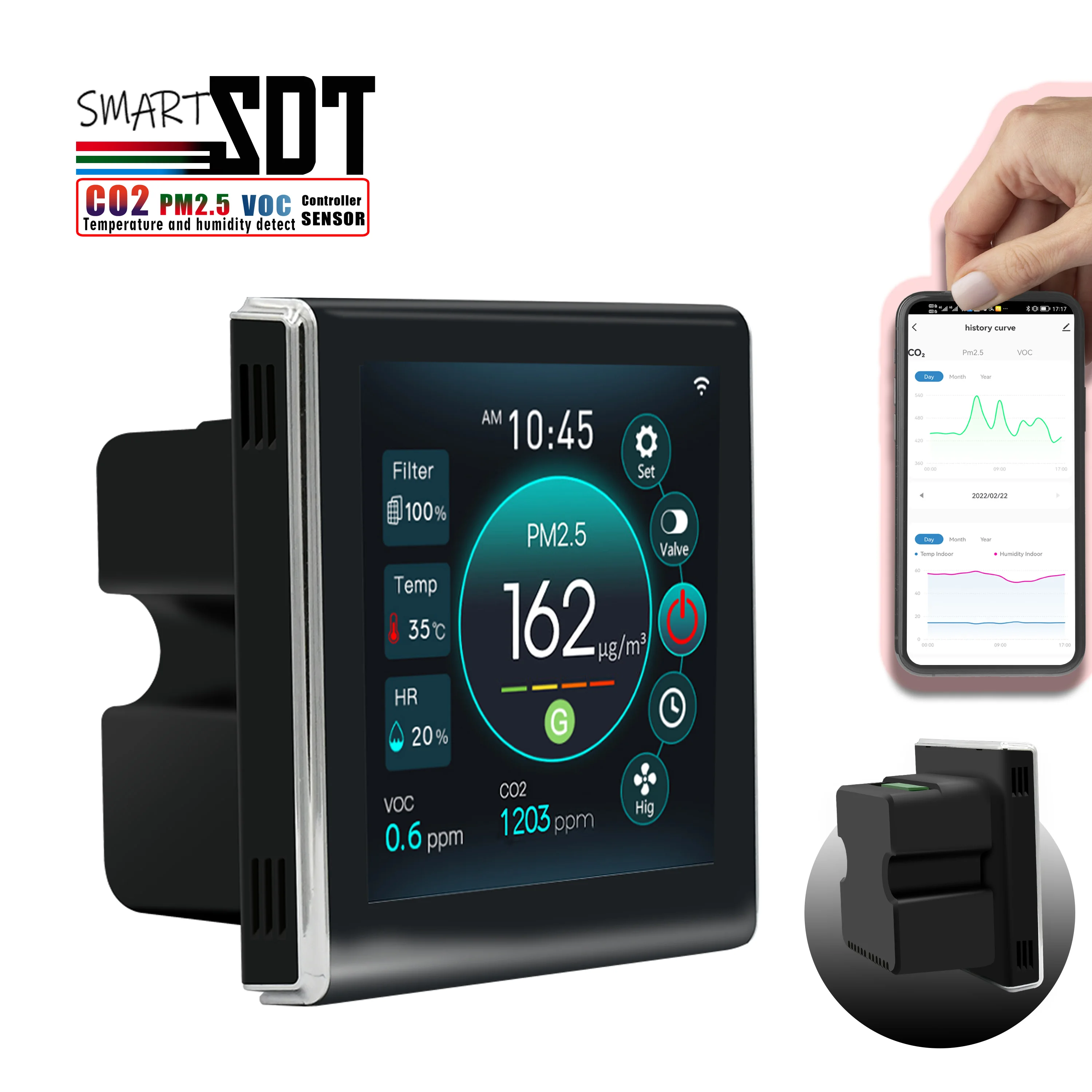 WIFI&RS485 CO2&VOC&PM2.5 Sensor Monitoring Control for Air System EC 0-10V/AC Fan Adjust Air Quality Works Yandex Alexa Google
WIFI&RS485 CO2&VOC&PM2.5 Sensor Monitoring Control for Air System EC 0-10V/AC Fan Adjust Air Quality Works Yandex Alexa Google
