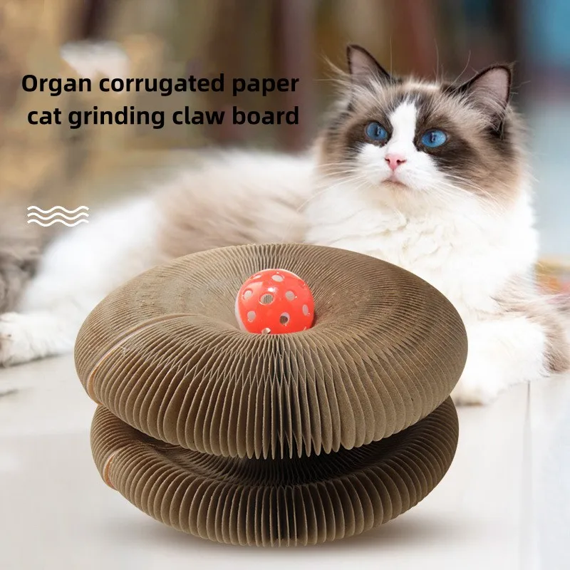 

Magic Organ Cat Scratching Board-with a Toy Bell Interactive Scratcher Cat Toy Cat Grinding Claw Scratching Board Foldable