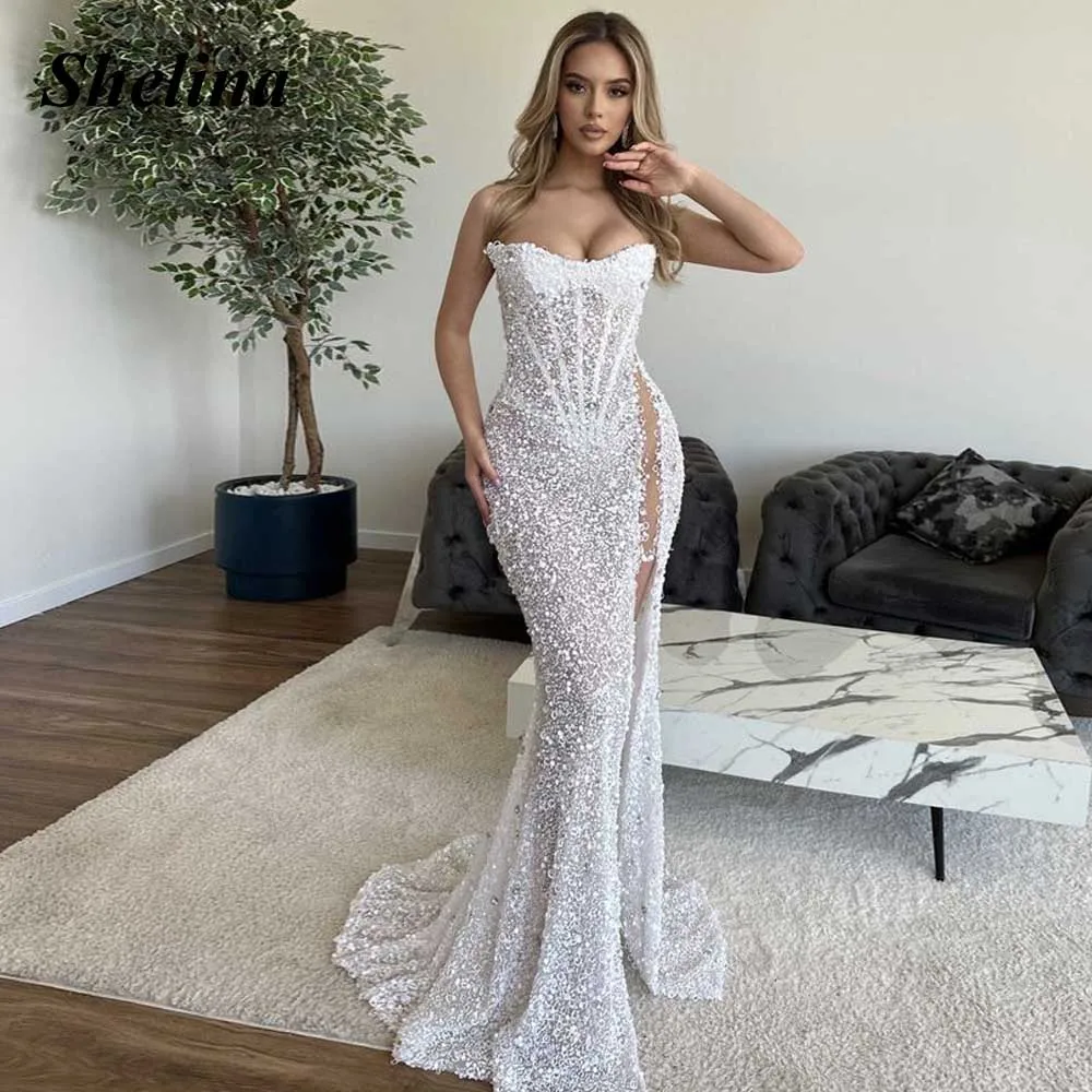 Модное платье-труба Shelina с блестками, без бретелек, со шлейфом
Модное платье-труба Shelina с блестками, без бретелек, со шлейфом