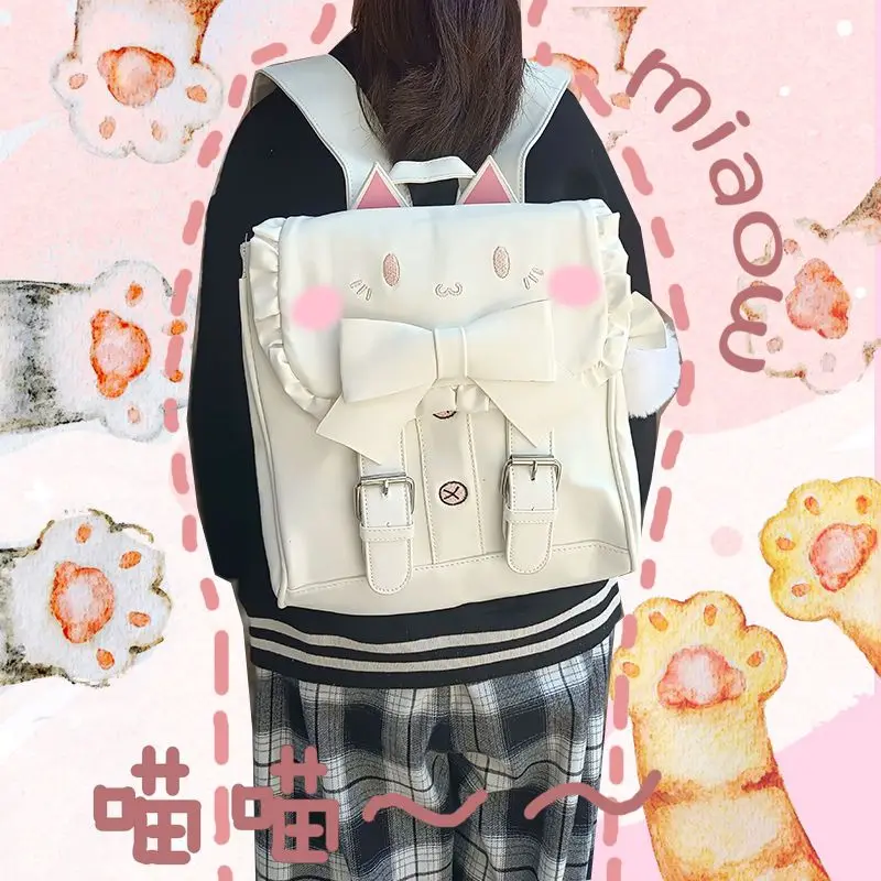 Kawaii Sanrios Accessories Hello Kitty Cartoon Anime Embroidery Cat Backpack Cute Bow Backpack Cute Girl Lolita Schoolbag Gift
Kawaii Sanrios Accessories Hello Kitty Cartoon Anime Embroidery Cat Backpack Cute Bow Backpack Cute Girl Lolita Schoolbag Gift
