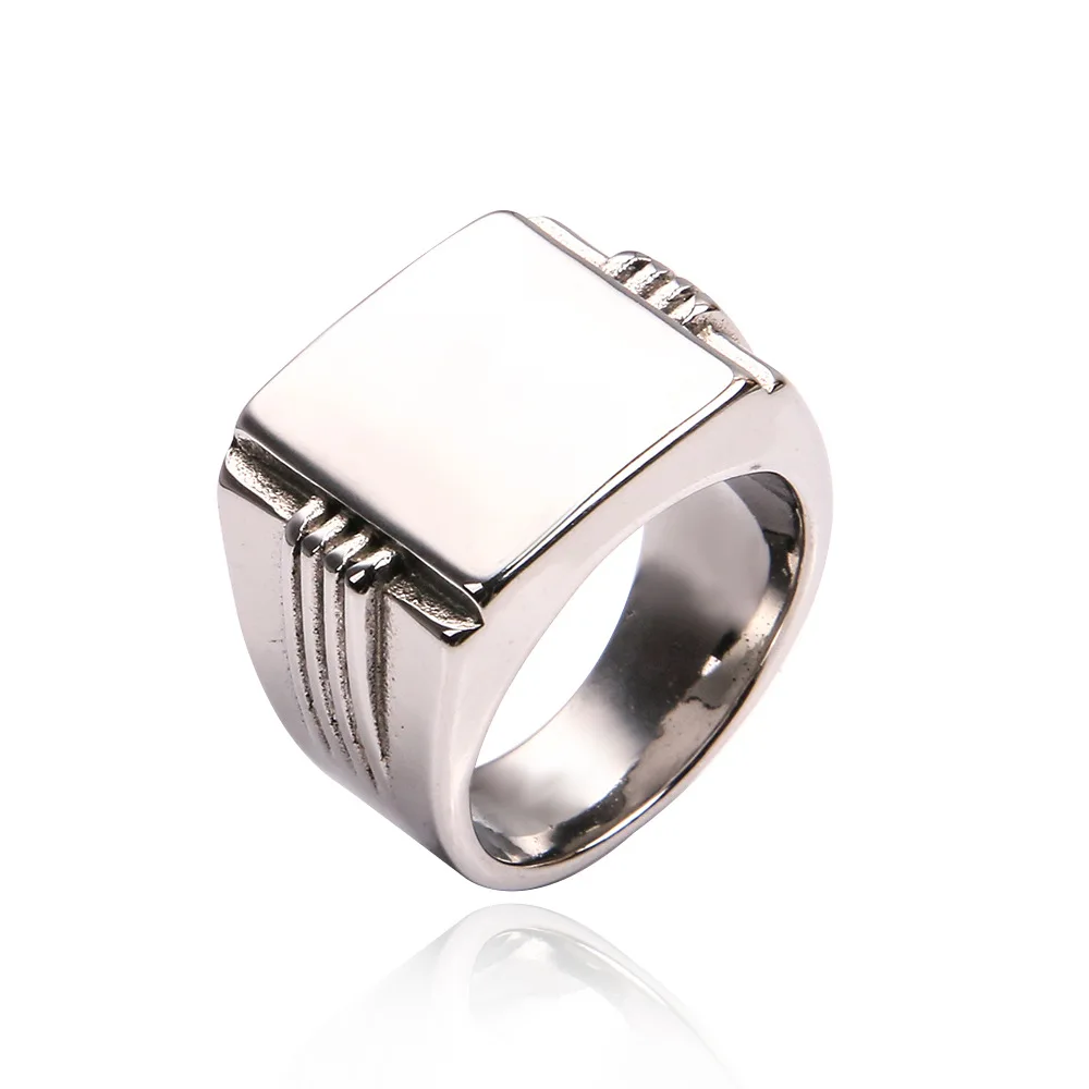 

Простое и модное мужское квадратное кольцо из титановой стали, креативное ювелирное изделие из нержавеющей стали, универсальная летняя одежда