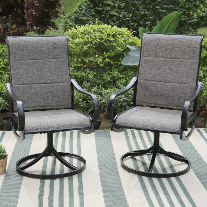 MF Studio Set of 2 Outdoor Swivel Dining Chairs with Padded Textilene&Rocking Motion, Black&Gray
MF Studio Set of 2 Outdoor Swivel Dining Chairs with Padded Textilene&Rocking Motion, Black&Gray