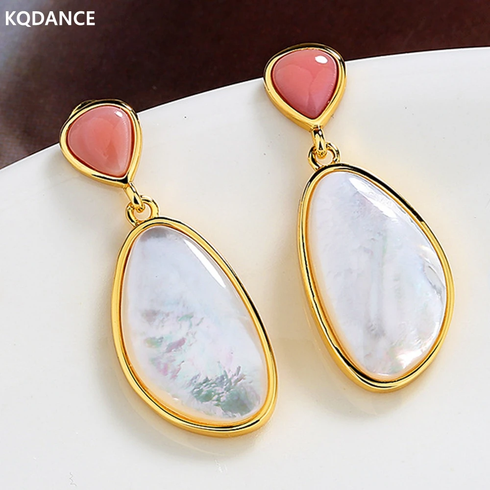 KQDANCE Real Natural Stone White/Pink Mother of Pearl Geometric Dangle Earrings For Women Party 18K Gold plated Jewelry
KQDANCE Real Natural Stone White/Pink Mother of Pearl Geometric Dangle Earrings For Women Party 18K Gold plated Jewelry