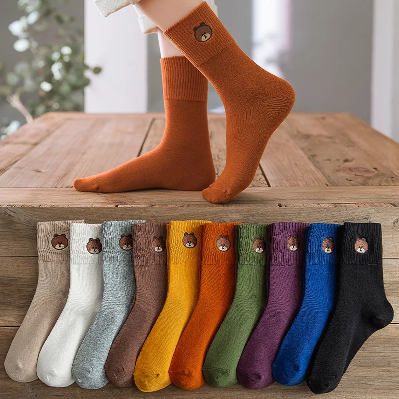 Men Cotton Socks Japanese Style Solid Kawaii Embroidery Bear Middle Tube Socks Lovely Sports Harajuku Women Long Socks
Men Cotton Socks Japanese Style Solid Kawaii Embroidery Bear Middle Tube Socks Lovely Sports Harajuku Women Long Socks