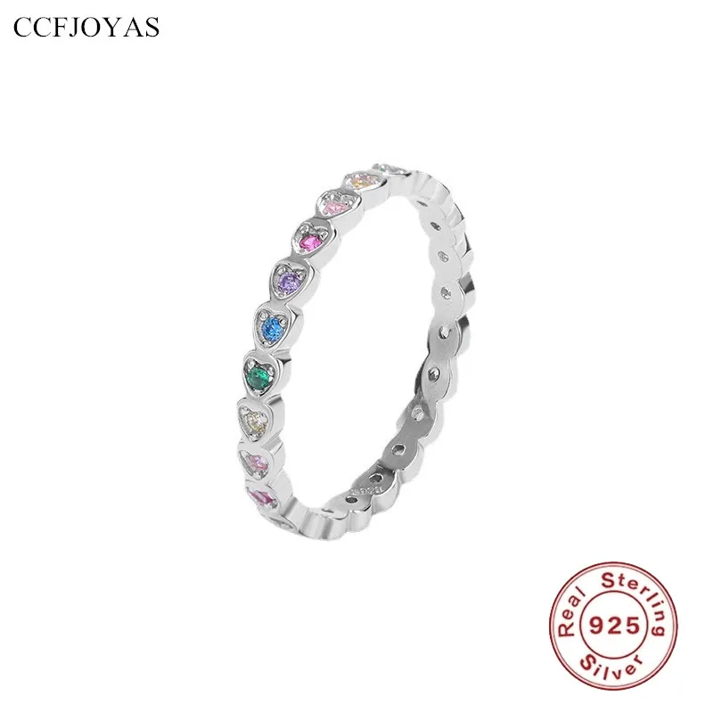 CCFJOYAS 100% Real 925 Sterling Silver Colorful CZ Heart Shaped Ring Light Luxury Rainbow Love Women Finger Ring Fine Jewelry
CCFJOYAS 100% Real 925 Sterling Silver Colorful CZ Heart Shaped Ring Light Luxury Rainbow Love Women Finger Ring Fine Jewelry