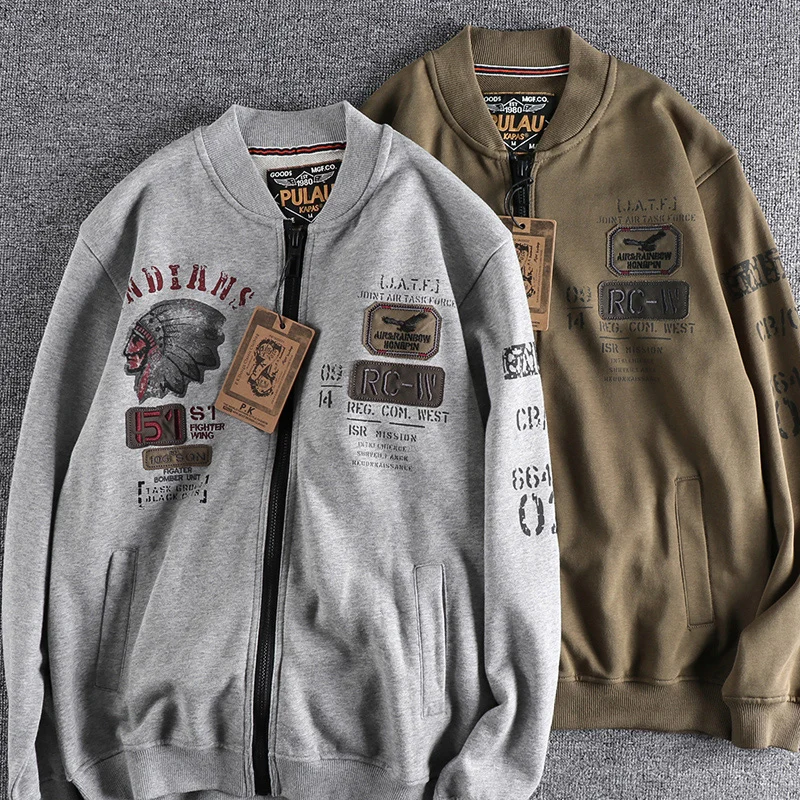 Retro American Baseball Collar Jacket Jacket Men's Washed Knitted Terry Fashion Embroidered Micro-badge Casual Sweater
Retro American Baseball Collar Jacket Jacket Men's Washed Knitted Terry Fashion Embroidered Micro-badge Casual Sweater