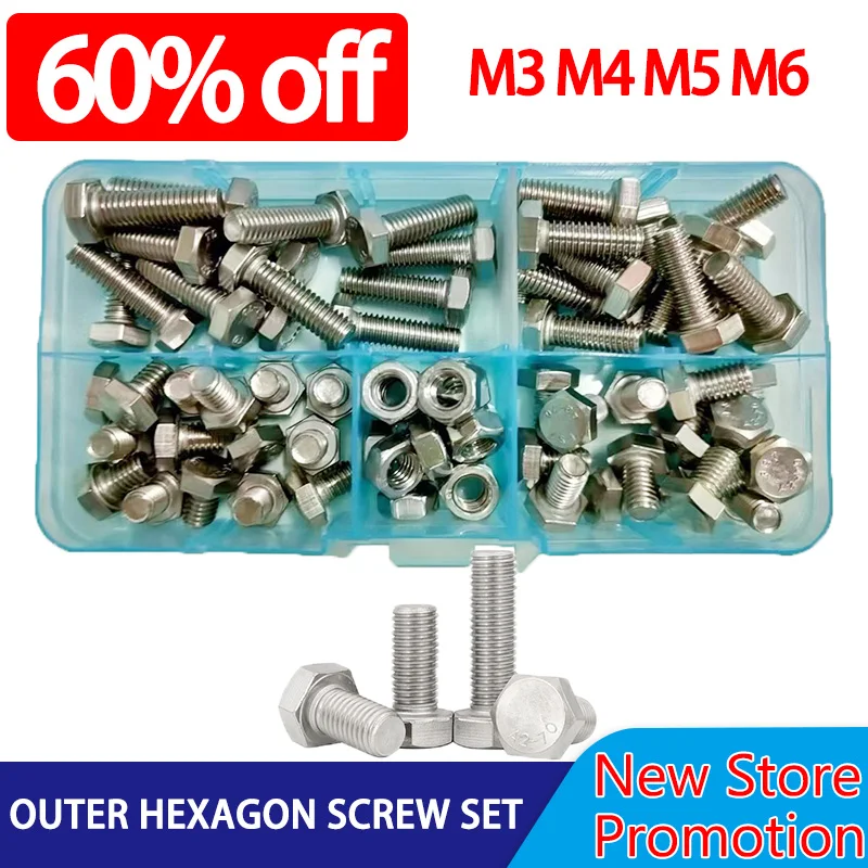 M3 M4 M5 M6 External Hex Bolt Set with Nut Stainless Steel Bolt and Nut Set Hexagon Head Screw Kit for Bicycle Nut and Bolt Set
M3 M4 M5 M6 External Hex Bolt Set with Nut Stainless Steel Bolt and Nut Set Hexagon Head Screw Kit for Bicycle Nut and Bolt Set