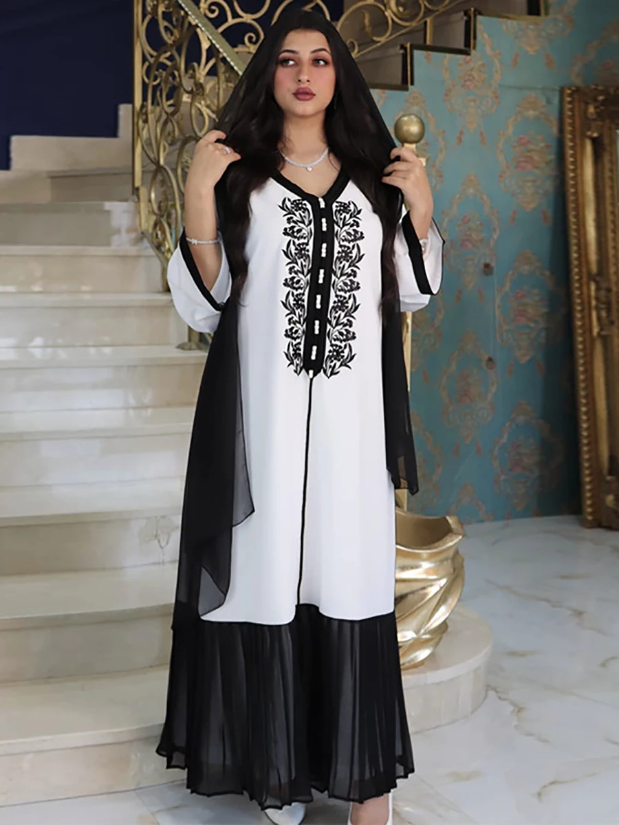 Eid Modest Muslim Dubai Hijab Abaya Dress for Women Black White Ethnic Embroidered Moroccan Kaftan Turkey Arabic Oman Robe 2022
Eid Modest Muslim Dubai Hijab Abaya Dress for Women Black White Ethnic Embroidered Moroccan Kaftan Turkey Arabic Oman Robe 2022