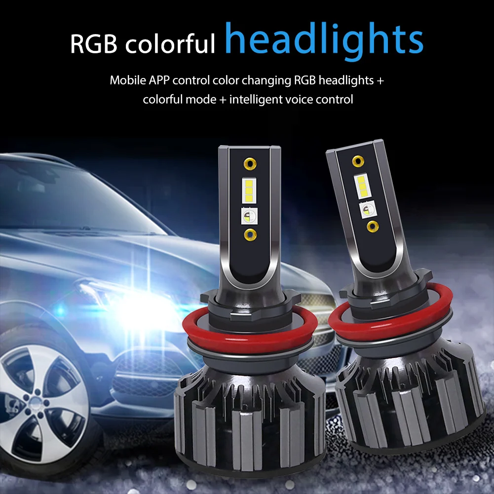 H11 Car LED RGB Headlight Kit with APP Bluetooth Control Fog Colorful Lights Bulbs Lamp Module for Car Accessories Supplies
H11 Car LED RGB Headlight Kit with APP Bluetooth Control Fog Colorful Lights Bulbs Lamp Module for Car Accessories Supplies