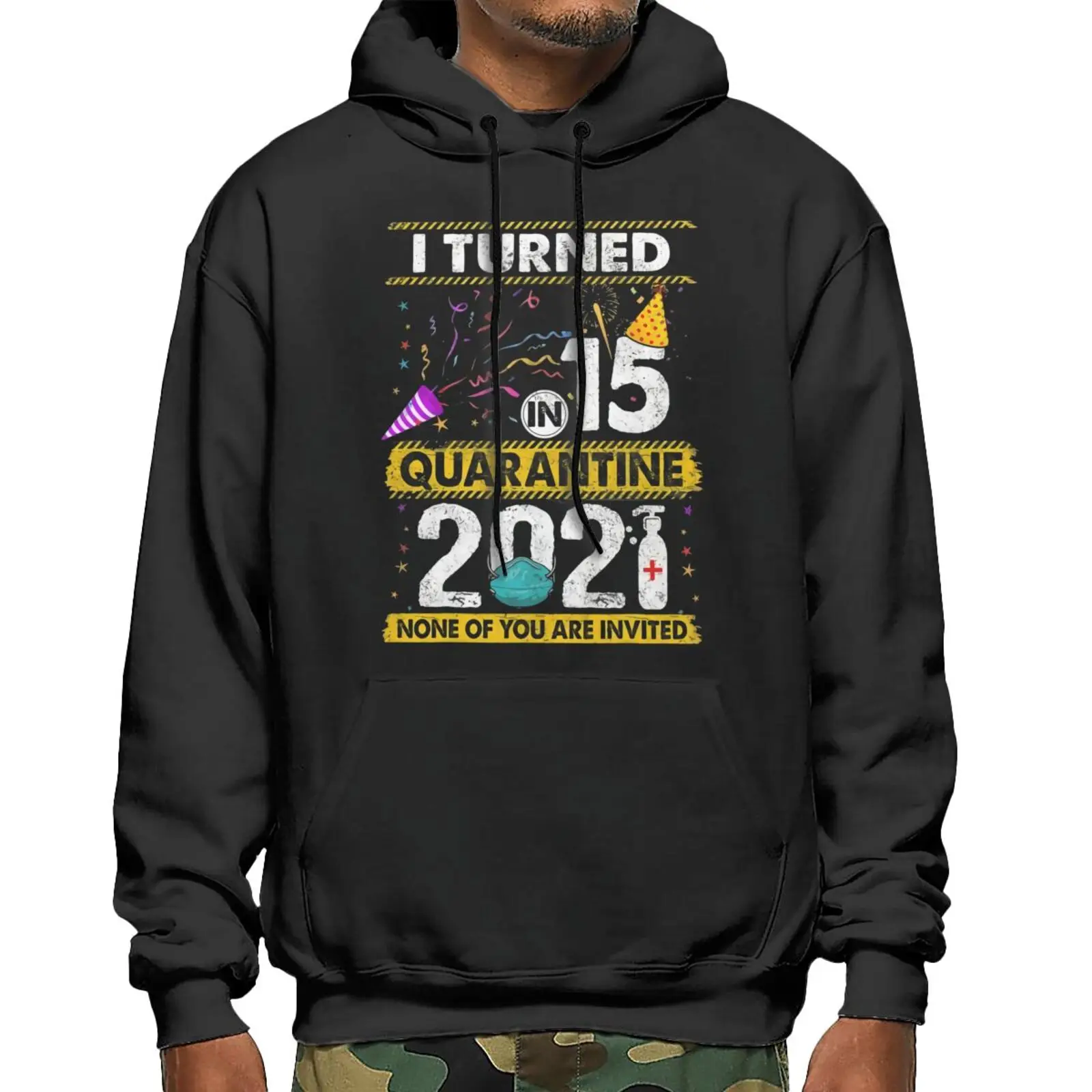 Толстовка с капюшоном для мужчин и женщин 15 лет, Свитшот из карантина, уличная одежда, худи в стиле оверсайз 
Толстовка с капюшоном для мужчин и женщин 15 лет, Свитшот из карантина, уличная одежда, худи в стиле оверсайз