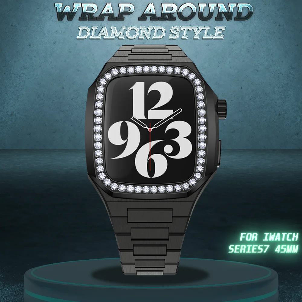 Luxury Wrap Around Diamond Style Metal Case for Series IWatch7 Modification Kit for Apple Watch Band 44MM Wristband Accessories
Luxury Wrap Around Diamond Style Metal Case for Series IWatch7 Modification Kit for Apple Watch Band 44MM Wristband Accessories