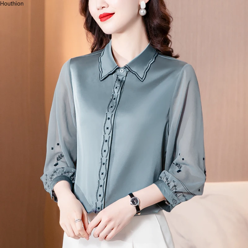 Summer New Women's Blouses Long Sleeve Top Solid Color Embroidered Poplin Polo Shirt Casual Fashion Loose
Summer New Women's Blouses Long Sleeve Top Solid Color Embroidered Poplin Polo Shirt Casual Fashion Loose