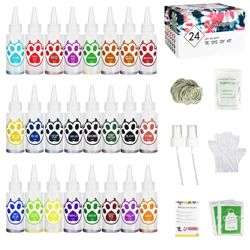 Tie Dye Kit For Large Groups DIY Pigment Handmade For Toddler 24-Colors Fabric Dye Art With Rubber Bands Gloves Apron 2 Spray
Tie Dye Kit For Large Groups DIY Pigment Handmade For Toddler 24-Colors Fabric Dye Art With Rubber Bands Gloves Apron 2 Spray