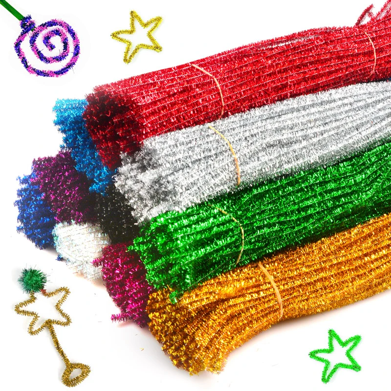 

Christmas DIY Glitter Chenille Stems Pipe Cleaners Plush Tinsel Stems Wired Sticks Kids Educational DIY Craft Supplies Toys Craf