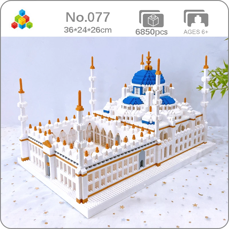 

YZ 077 мировая архитектура турецкий купол синяя мечеть храм замок «сделай сам» мини алмазные блоки кирпичи игрушка для детей без коробки