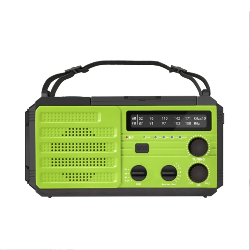 

Аварийное ручное радио на 8000 мА · ч, радио с оповещением о погоде, радио на солнечной батарее для выживания с фонариком, зарядным устройством для телефона, SOS