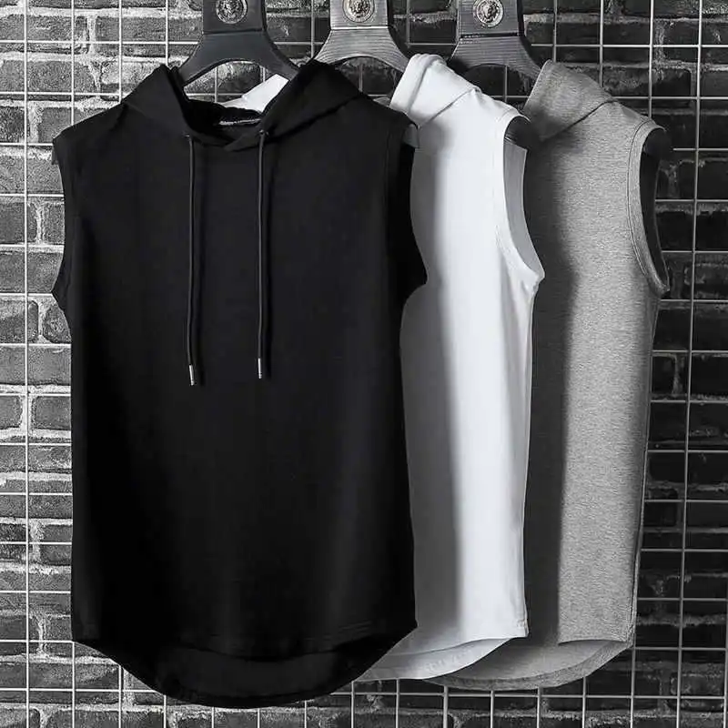 New Men's Vest Sleeveless Tank Top Male Solid Hooded Lace Up Sweater Tops Hip Hop Breathable Men's Sweatshirt T Shirt Pullover
New Men's Vest Sleeveless Tank Top Male Solid Hooded Lace Up Sweater Tops Hip Hop Breathable Men's Sweatshirt T Shirt Pullover