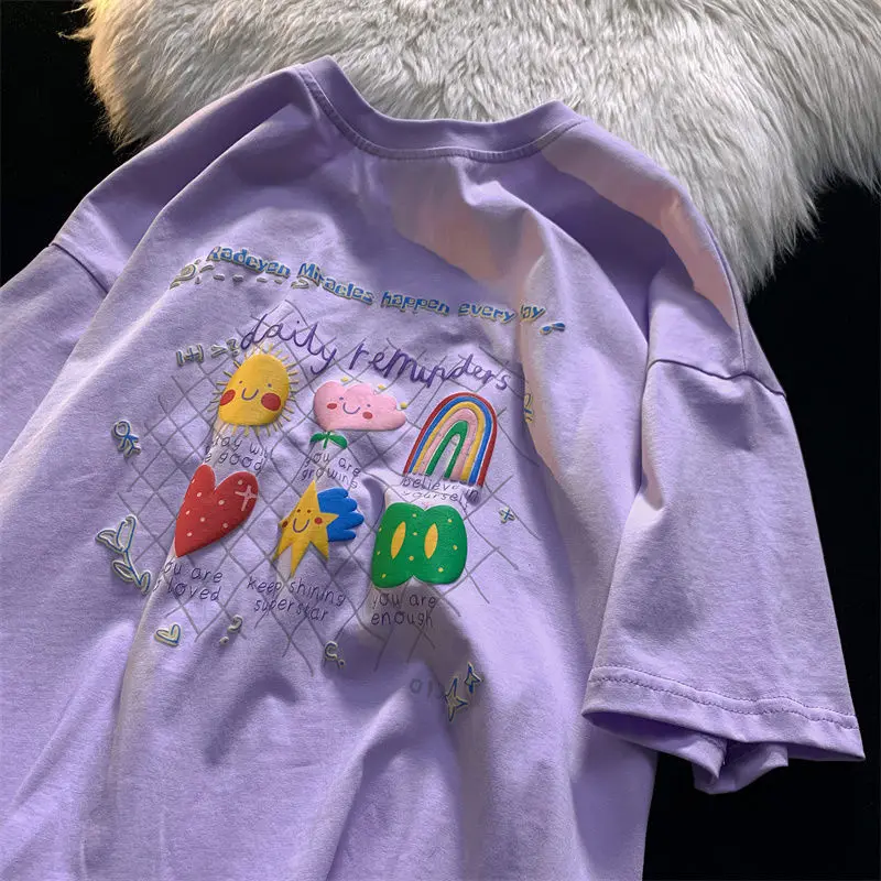 American Retro Pure Cotton Salt Style Short Sleeved T-shirt for Men and Women Summer Loose and Versatile Couple Half Sleeved Top
American Retro Pure Cotton Salt Style Short Sleeved T-shirt for Men and Women Summer Loose and Versatile Couple Half Sleeved Top