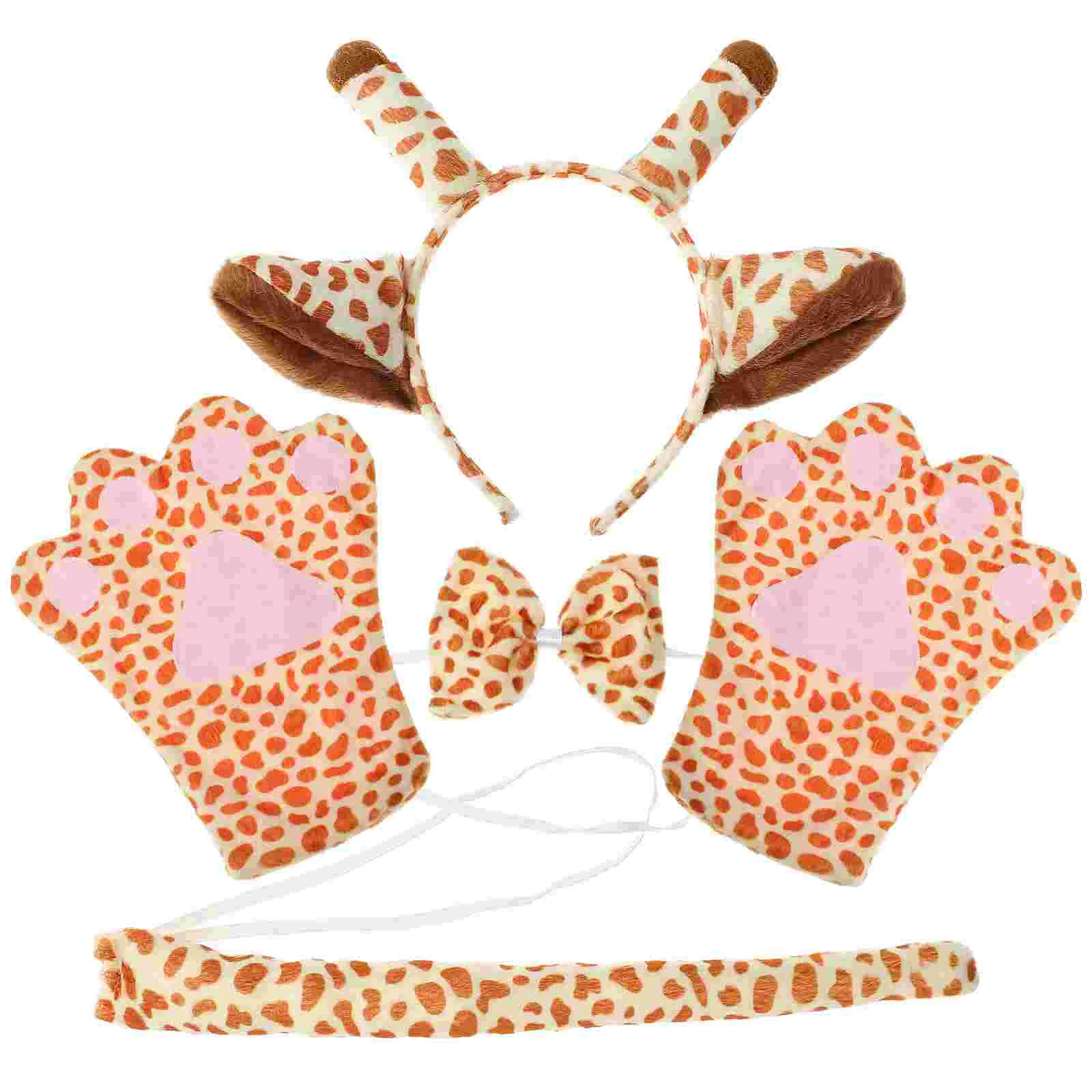 

1 Set Adult Animal Giraffe Costume Giraffe Ears Headband Bowtie Gloves and Tail