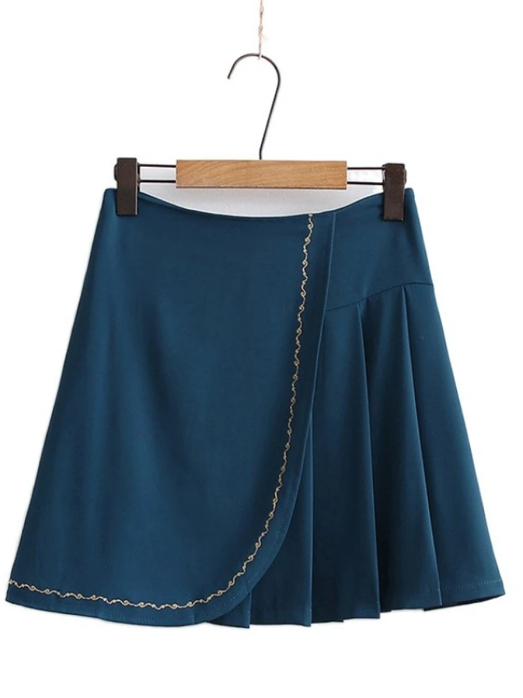 Women Pleated Skirts 2022 Summer High Waist Dark Blue Embroidery College Preepy Style Skirt
Women Pleated Skirts 2022 Summer High Waist Dark Blue Embroidery College Preepy Style Skirt