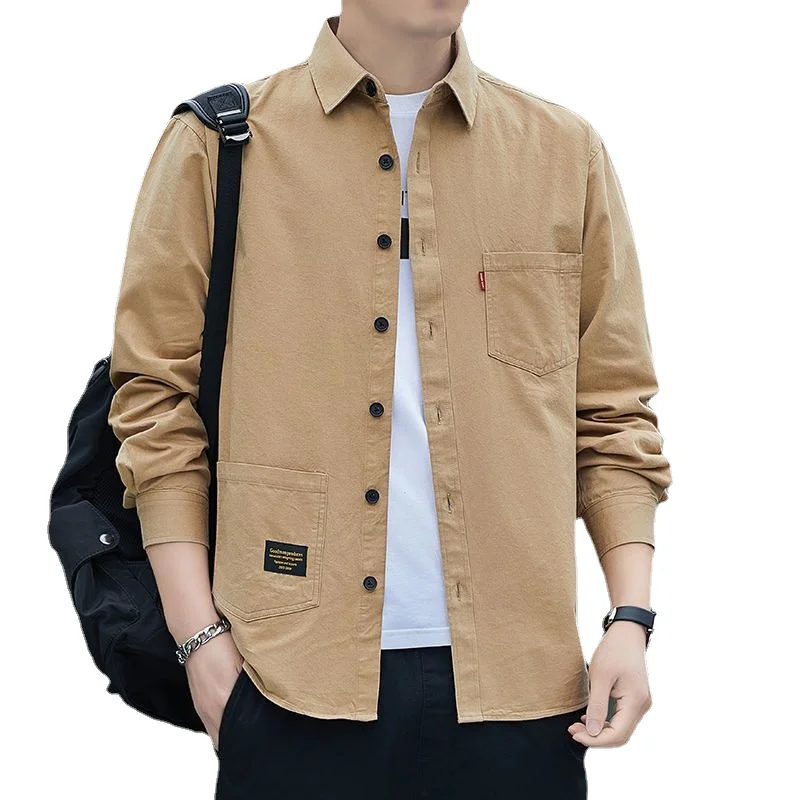 

Pockets Button Handsome Turn-down Collar Shirts Spring Summer Comfortable Loose Cardigan 2023 Men's Clothing Thin Fashion Casual
