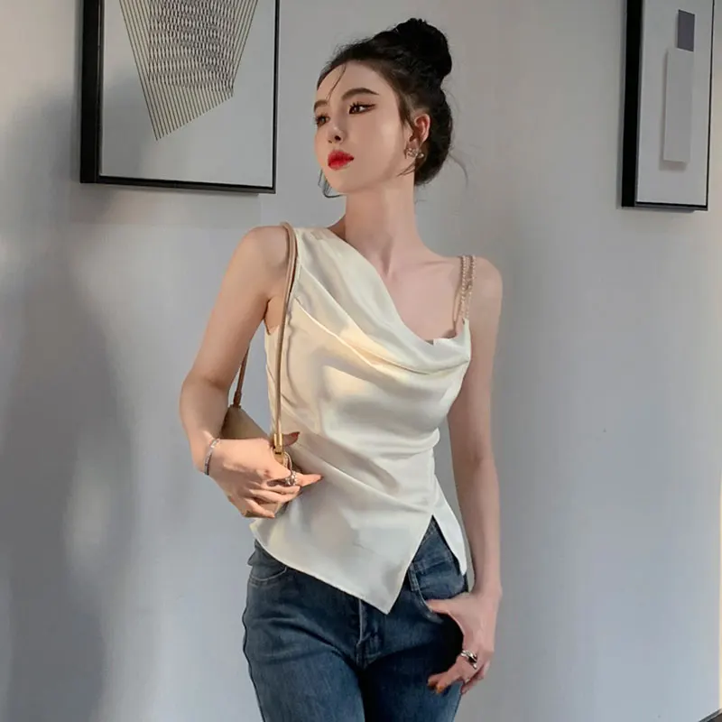 Slim Fit Women's T-shirt Summer Casual Top Solid Sleeveless 2023 New Tees Fashion Female Korean Style Clothes Backless T Shirt
Slim Fit Women's T-shirt Summer Casual Top Solid Sleeveless 2023 New Tees Fashion Female Korean Style Clothes Backless T Shirt