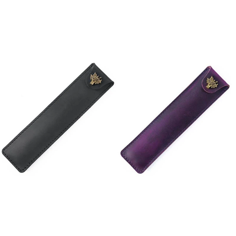 2X Genuine Leather Pen Pouch Single Pencil Bag With Snap Button For Rollerball Fountain Ballpoint Pen-Black & Purple
2X Genuine Leather Pen Pouch Single Pencil Bag With Snap Button For Rollerball Fountain Ballpoint Pen-Black & Purple