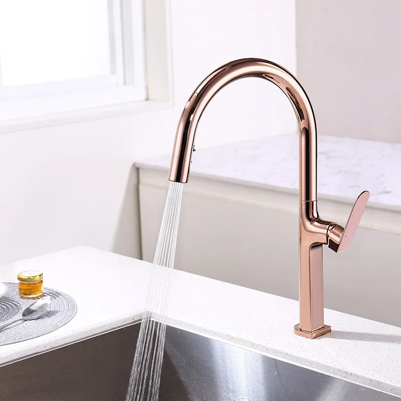 Kitchen Faucets Rose Gold Faucet for Kitchen Sink Brushed Gold Pull Out Black Spring Spout Mixers Tap Hot Cold Water Crane
Kitchen Faucets Rose Gold Faucet for Kitchen Sink Brushed Gold Pull Out Black Spring Spout Mixers Tap Hot Cold Water Crane