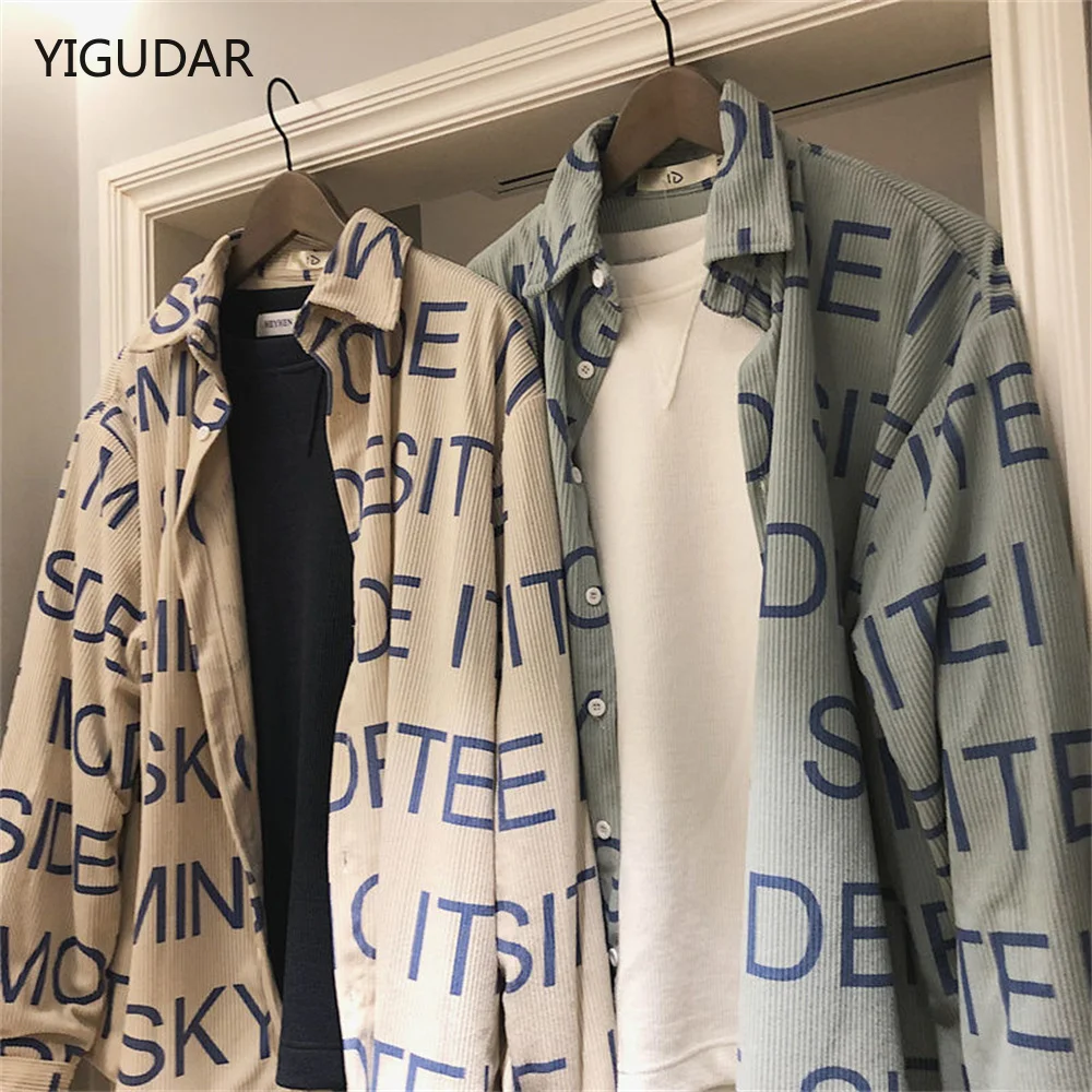 Korean Men's Long Sleeve Overszied Shirt 2022 Corduroy Casual Blouses Top Letter Printed Streetwear Man Shirts women
Korean Men's Long Sleeve Overszied Shirt 2022 Corduroy Casual Blouses Top Letter Printed Streetwear Man Shirts women
