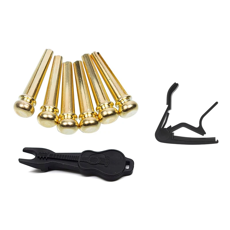 1 Pcs Hand Quick Change Capo For Guitar - Black & 6 Pcs Copper Endpin 6 String Pegs With Guitar Replacement Parts
1 Pcs Hand Quick Change Capo For Guitar - Black & 6 Pcs Copper Endpin 6 String Pegs With Guitar Replacement Parts