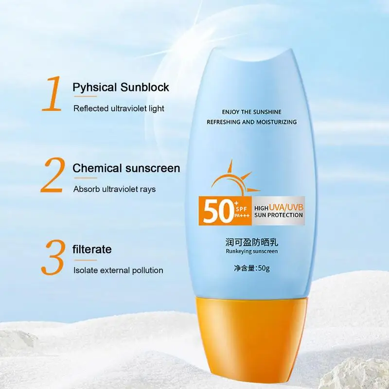 

Spf50 + Солнцезащитный увлажняющий крем для лица солнцезащитный блок долговечная Защита от солнца нежирный Восстанавливающий консилер для покраснения солнечных ожогов 50 г